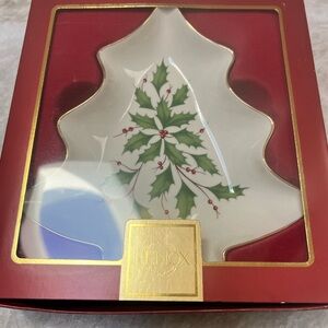 Lenox Holiday Tree Dish - Green and Red Accents